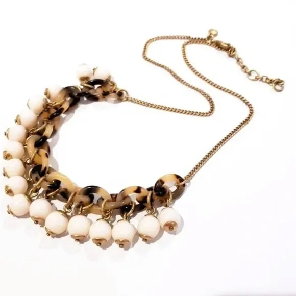 TORTOISE SHELL DROP BEADS STATEMENT NECKLACE